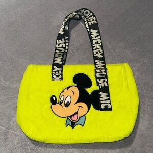 Disney Parks Mickey Mouse Faux Fur‎ Fuzzy Fluffy Neon Tote Bag